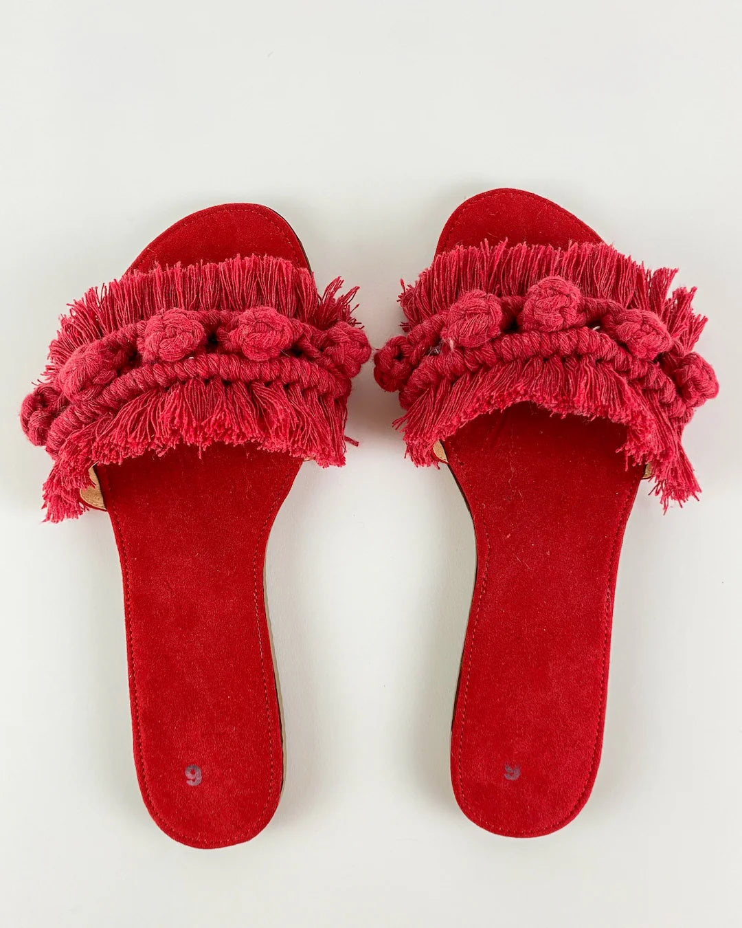 Handmade Mexican Red Macrame Sandals