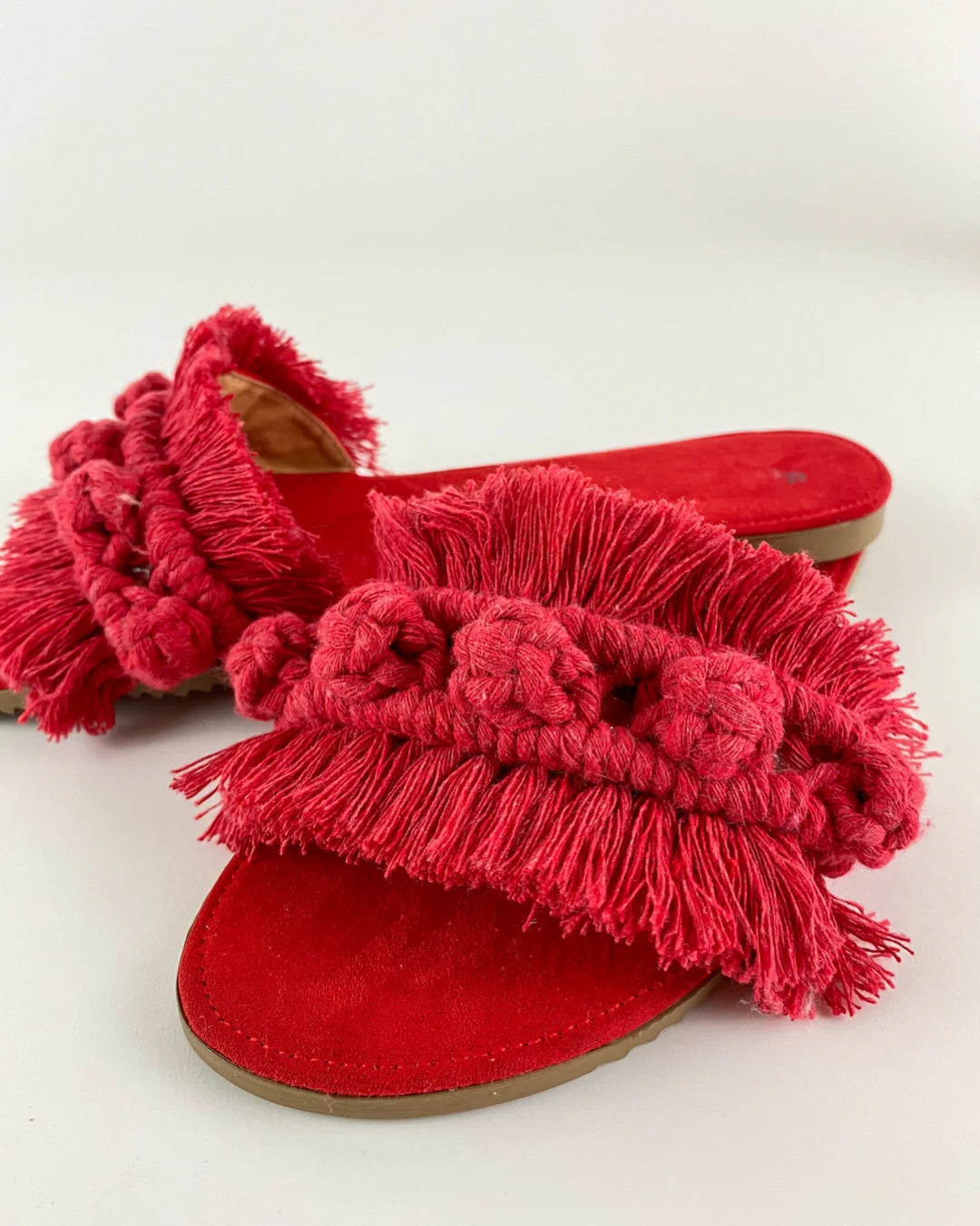 Handmade Mexican Red Macrame Sandals