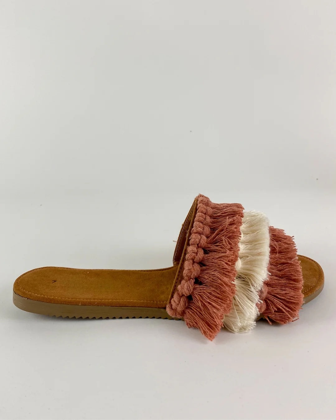 Handmade Mexican 2 Tone Cream and Dusty Rose Macrame Sandals