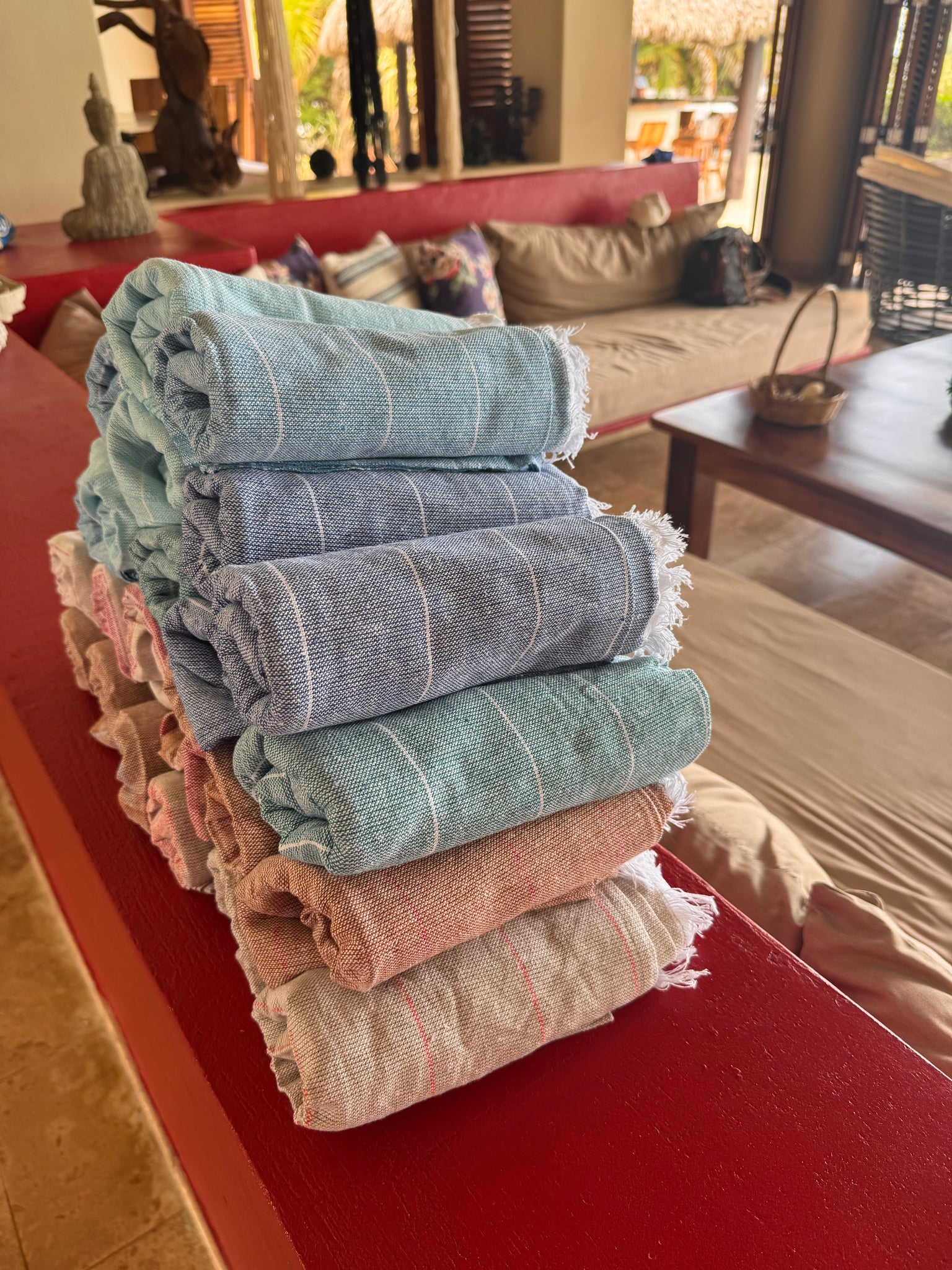 Embroidered Mexican Cotton Beach Towel | Quick Dry Travel Towel (5'8" x 2')