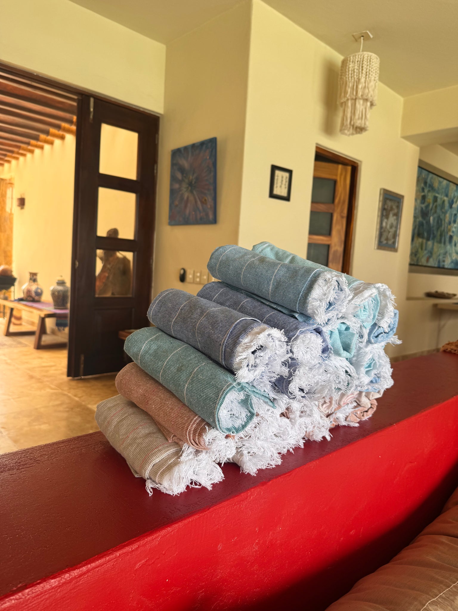 Embroidered Mexican Cotton Beach Towel | Quick Dry Travel Towel (5'8" x 2')
