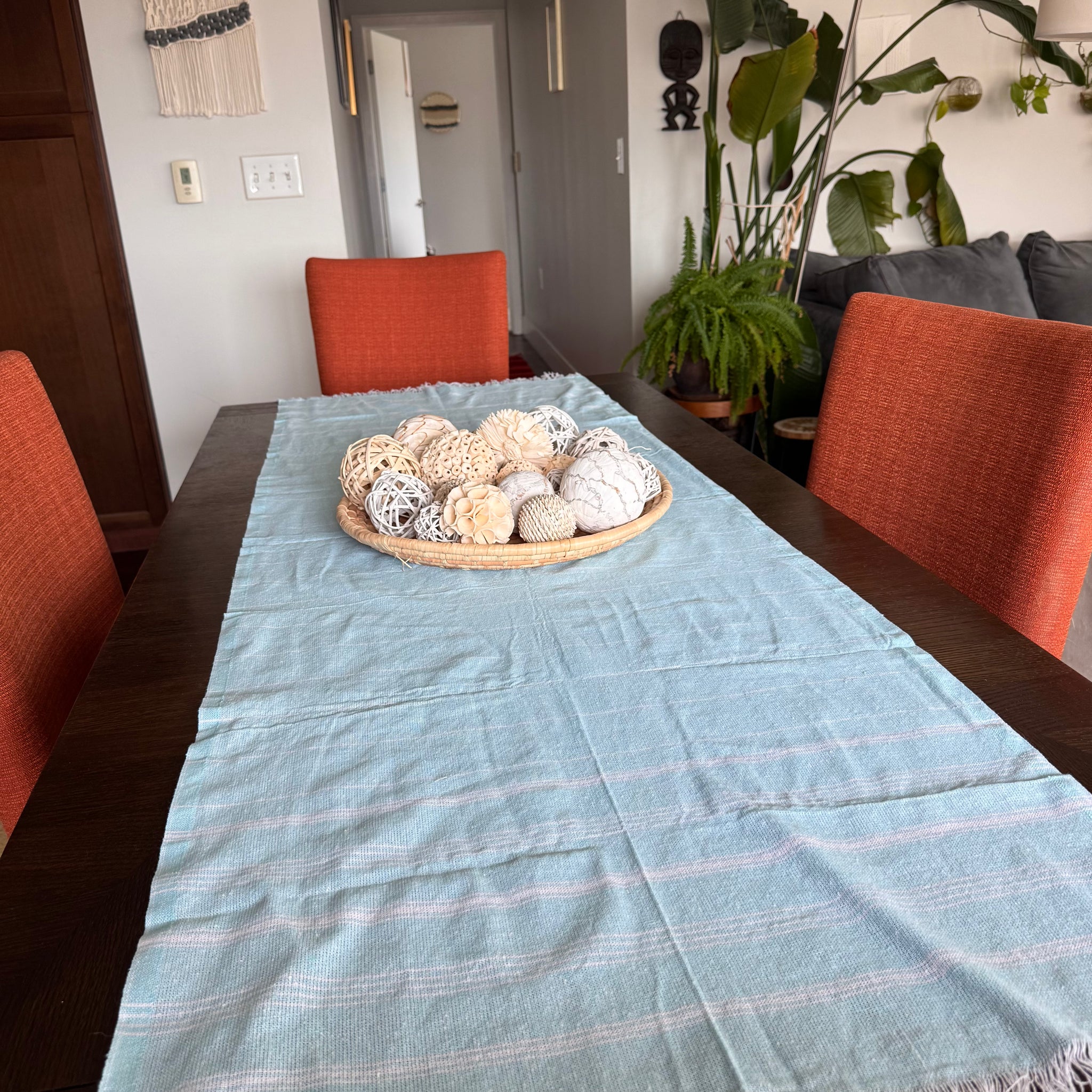 Embroidered Mexican Cotton Table Runner | Colorful Mexican Decor | Artisan Home Accent (5'8" x 2')