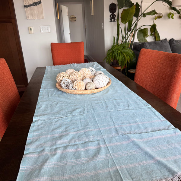 Embroidered Mexican Cotton Table Runner | Colorful Mexican Decor | Artisan Home Accent (5'8" x 2')