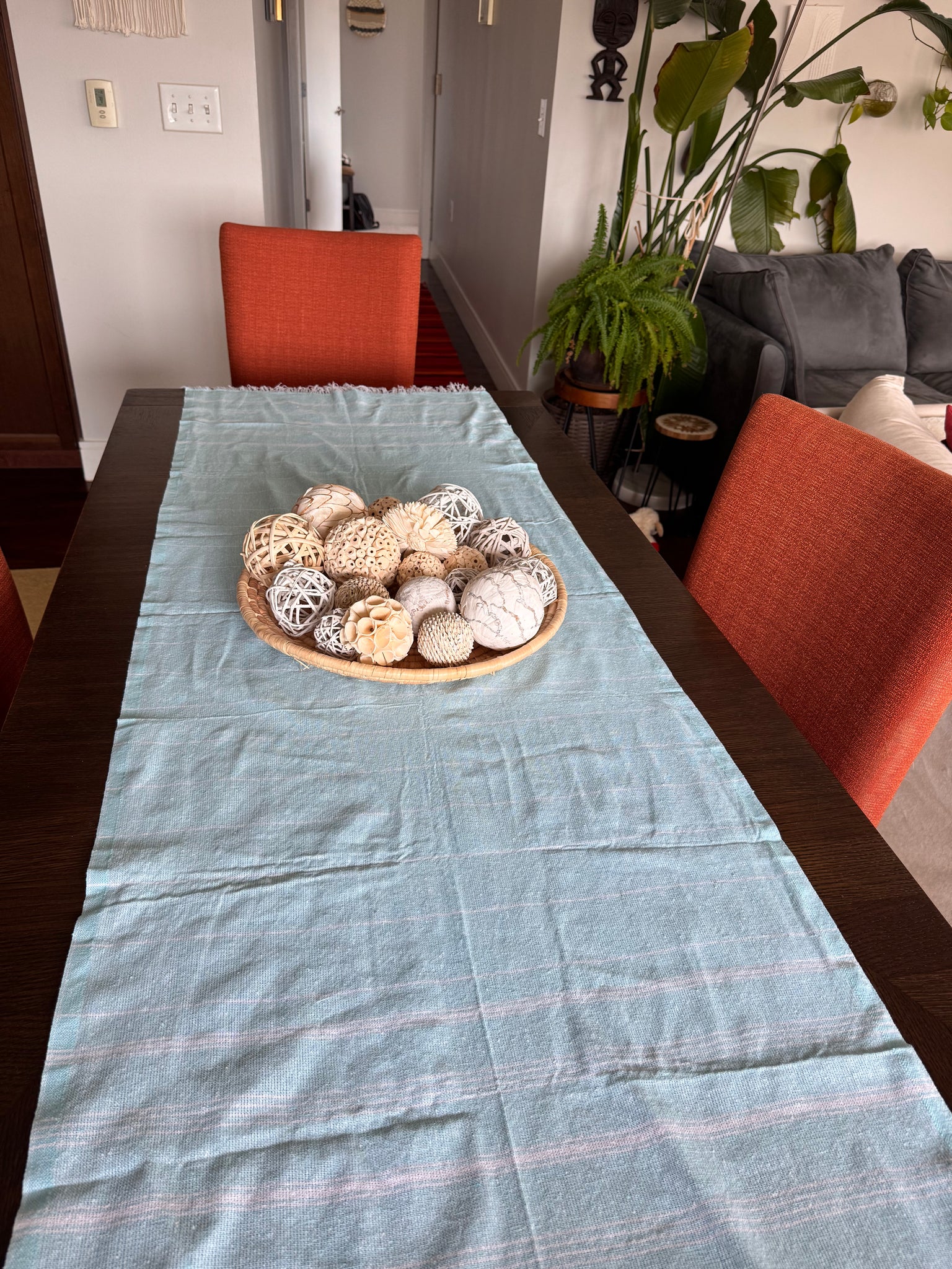 Embroidered Mexican Cotton Table Runner | Colorful Mexican Decor | Artisan Home Accent (5'8" x 2')