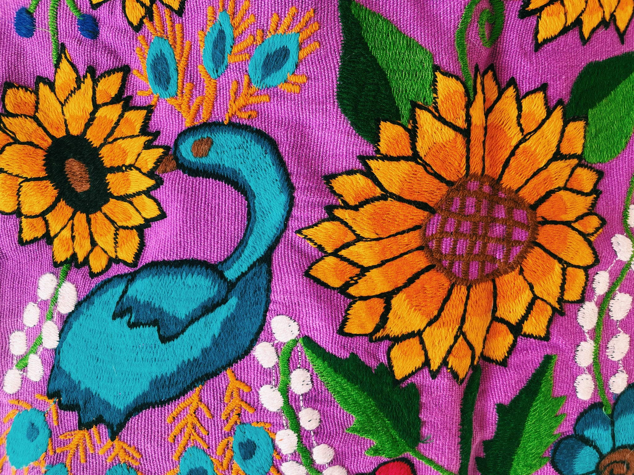 Embroidered Animal Mexican Pillow Case