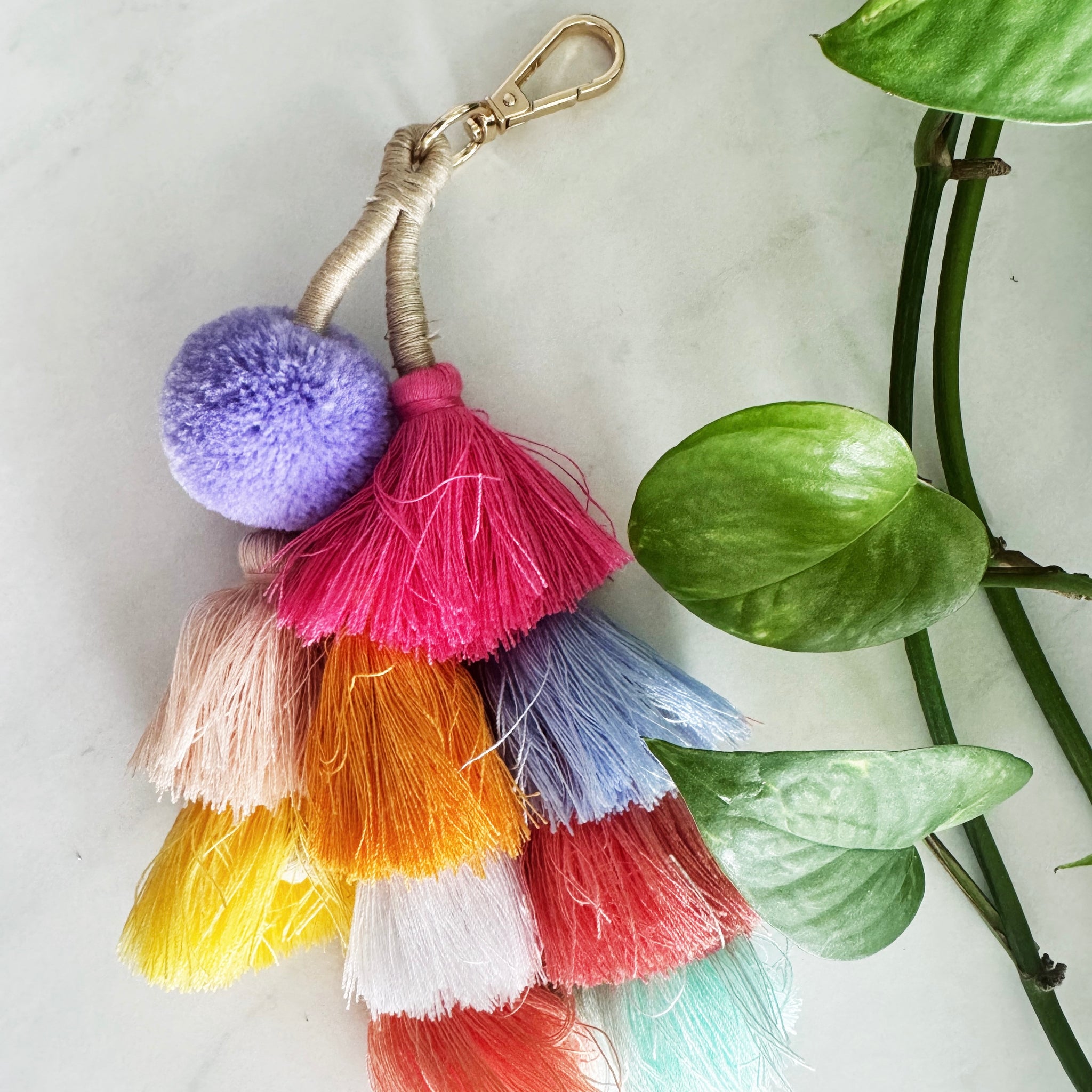 3 Circles tassels | colorful ornament charm |christmas tree decor| mexican pom pom | keychain