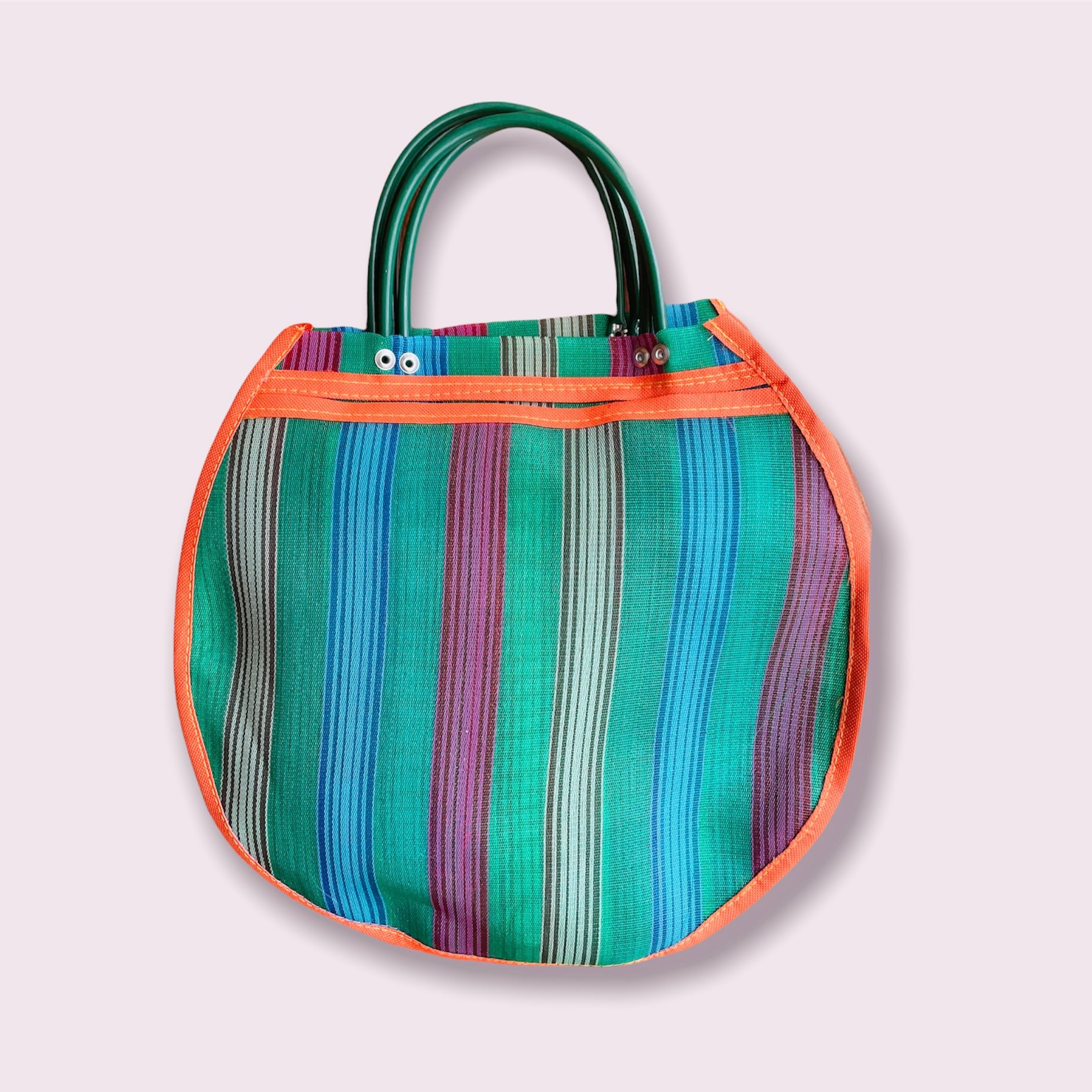 Medium Circular Mexican Plastic Tote Purse 13 x 12 in