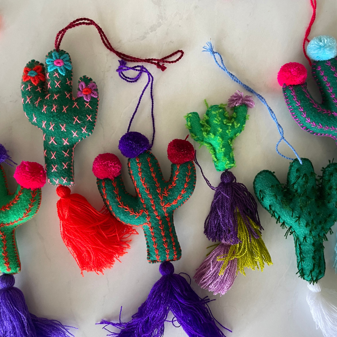 Embroidered Cactus | cactus ornament charm | purse southern decor