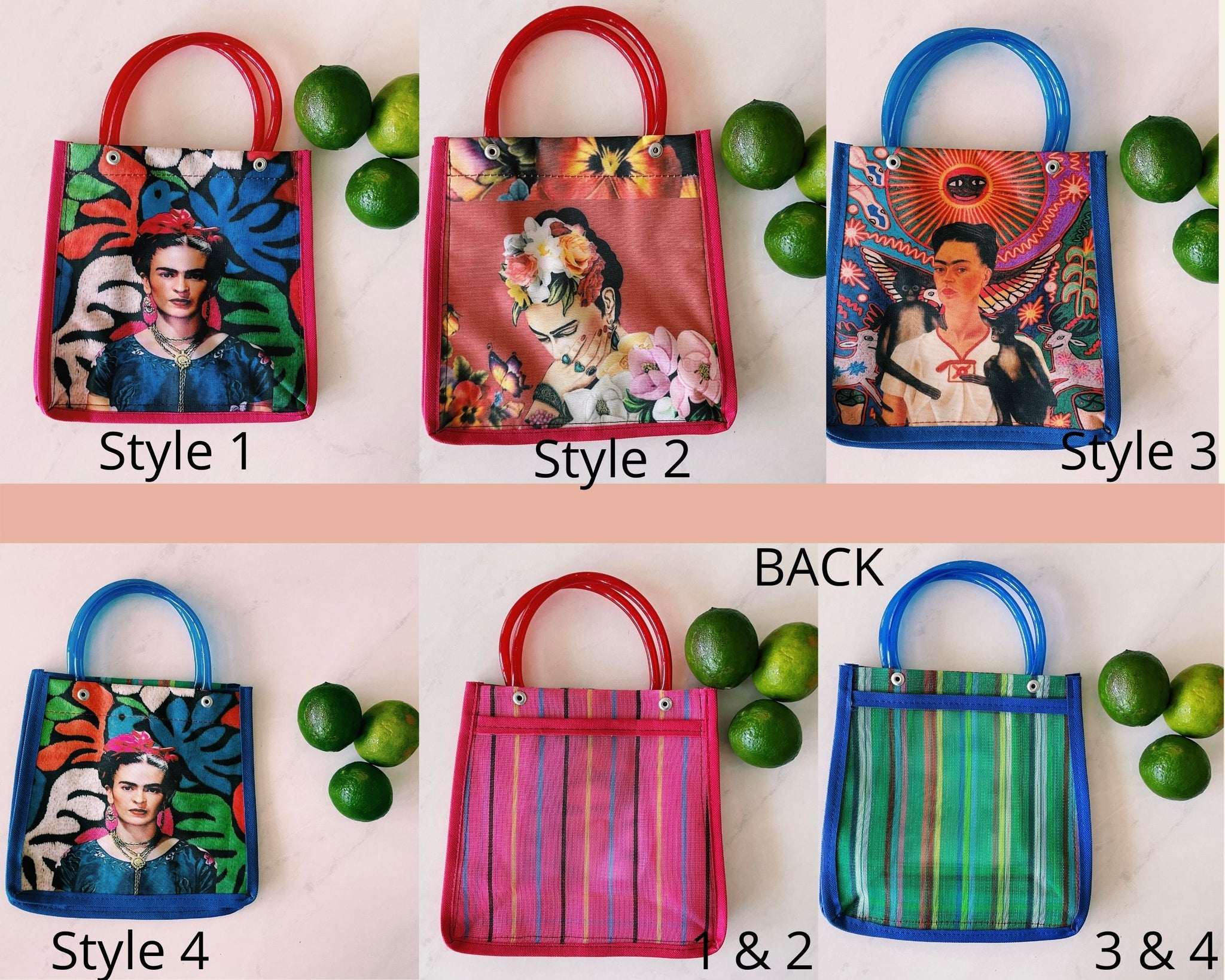 Mexican Frida Plastic Tote Purse 8 x 8 in