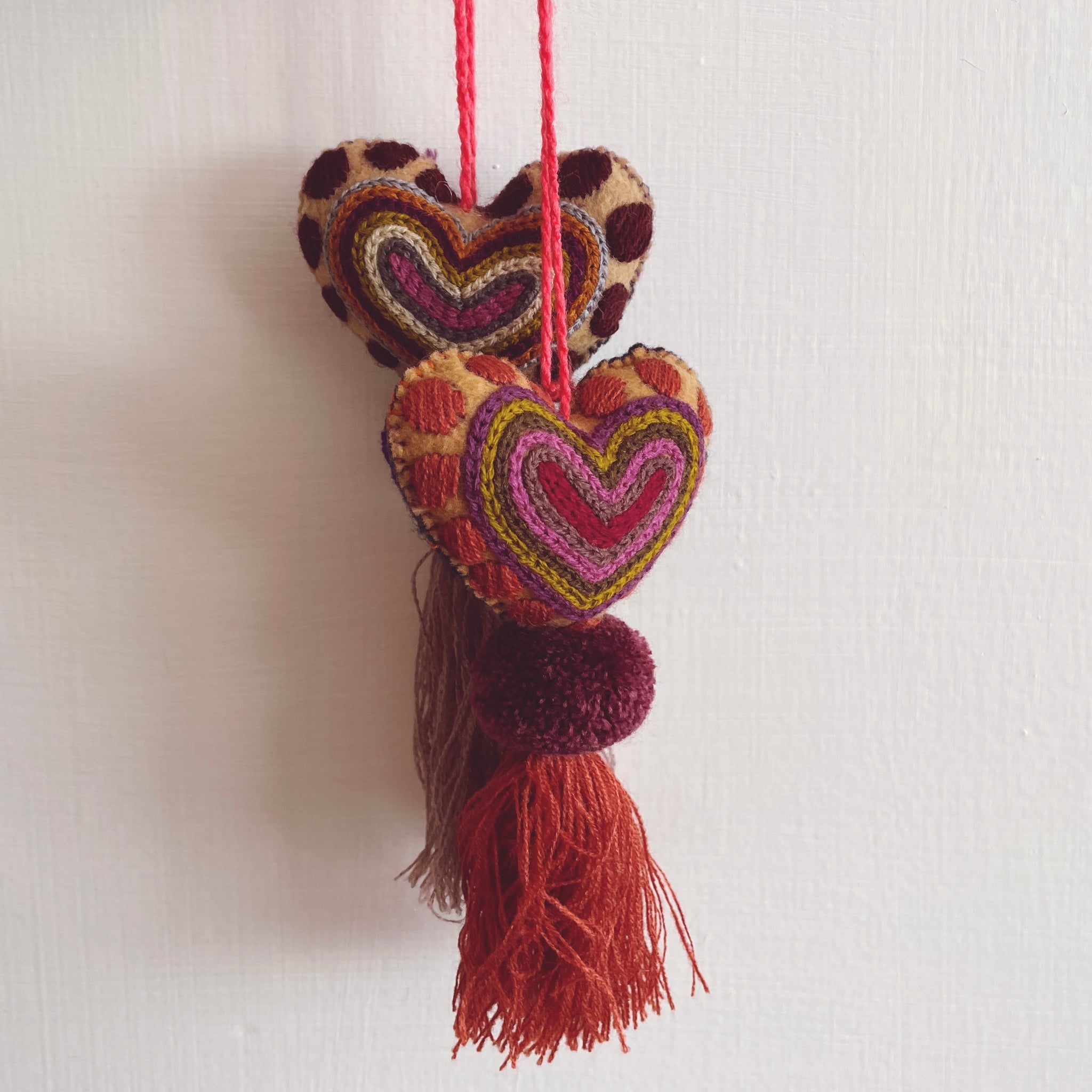 Embroidered leopard tassel | heart charm | Christmas Tree Ornament