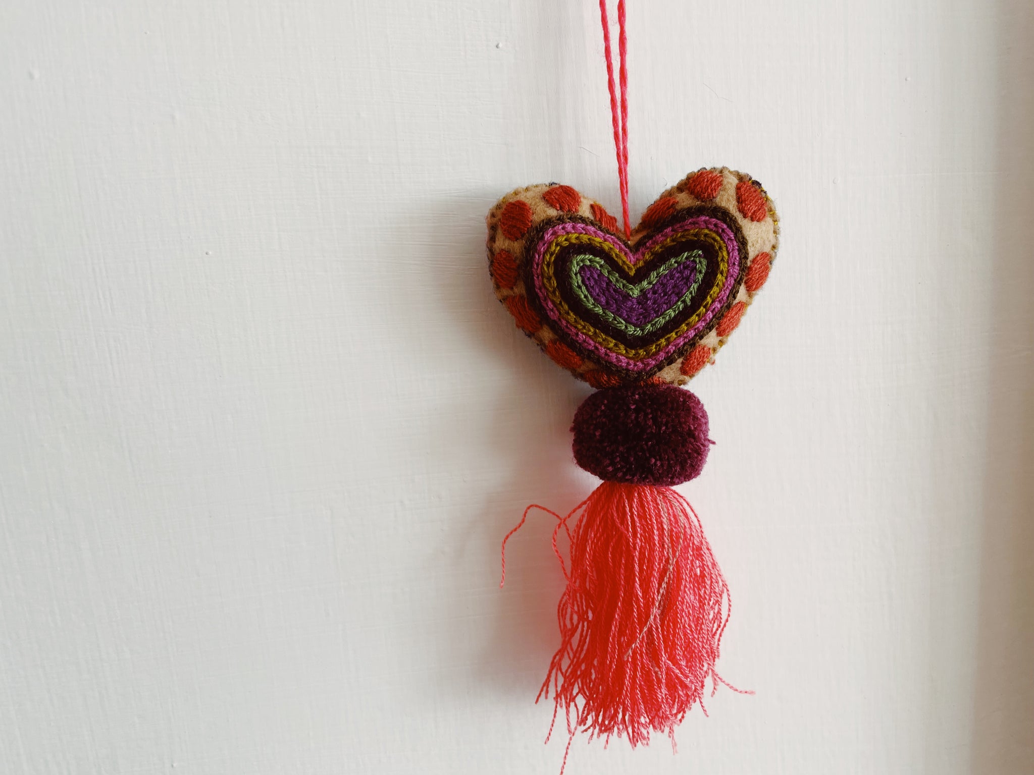 Embroidered leopard tassel | heart charm | Christmas Tree Ornament