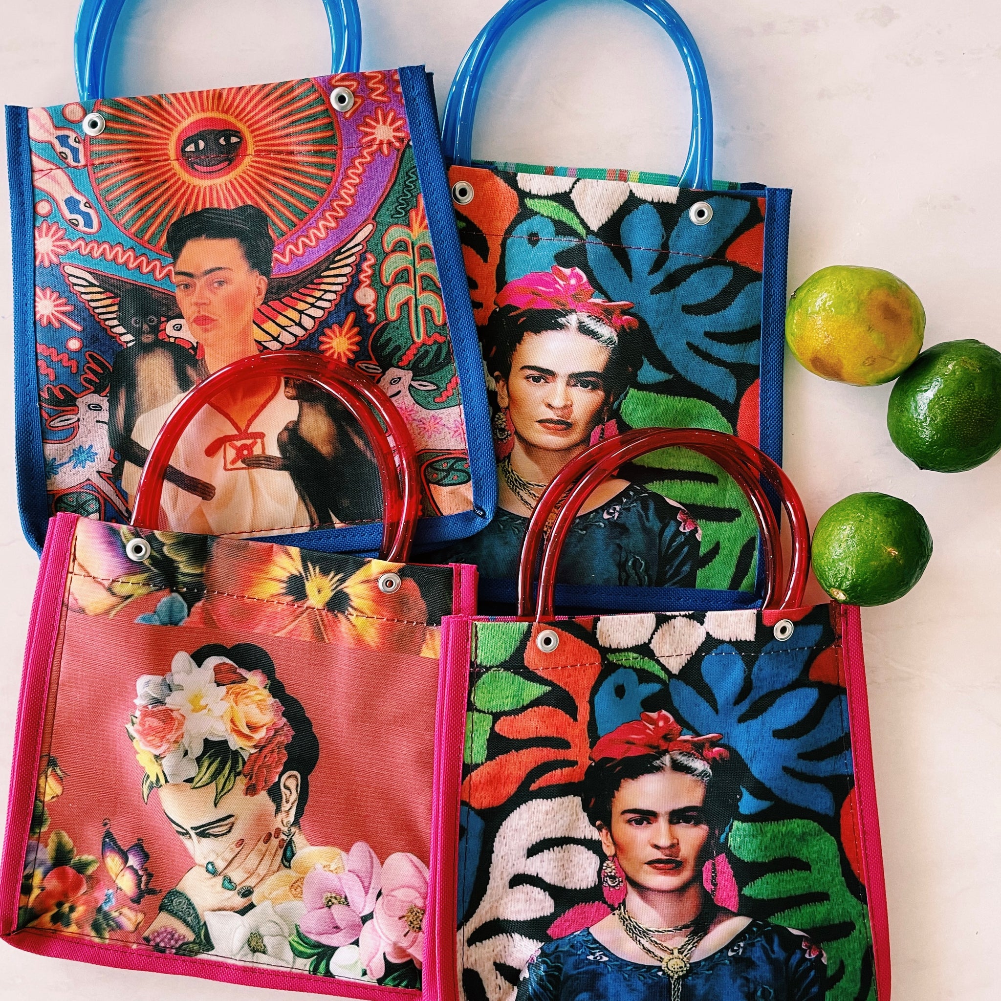 Mexican Frida Plastic Tote Purse 8 x 8 in