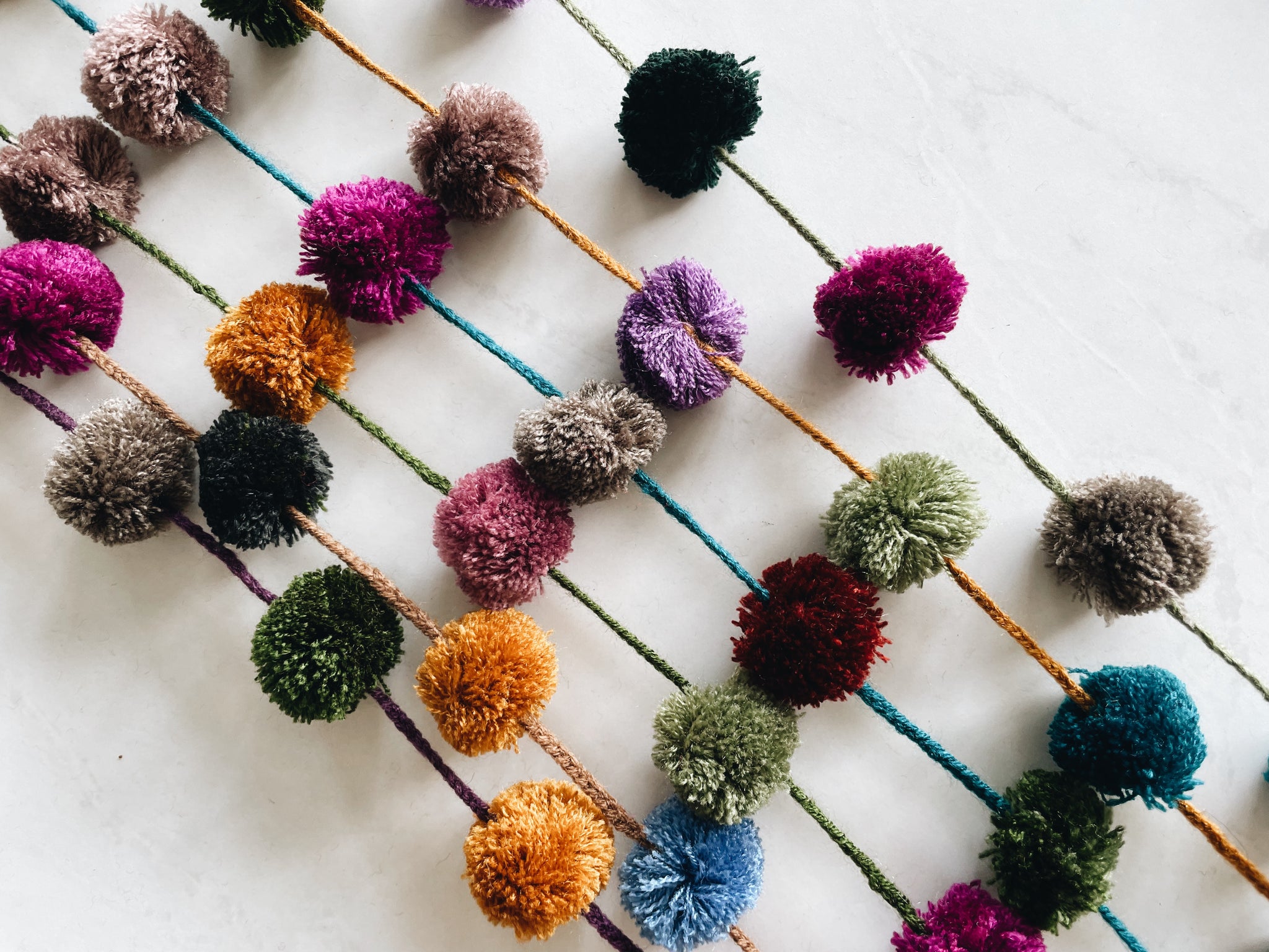 Curtain pompom tassels long cord | colorful charm | christmas tree decor| mexican pompom |