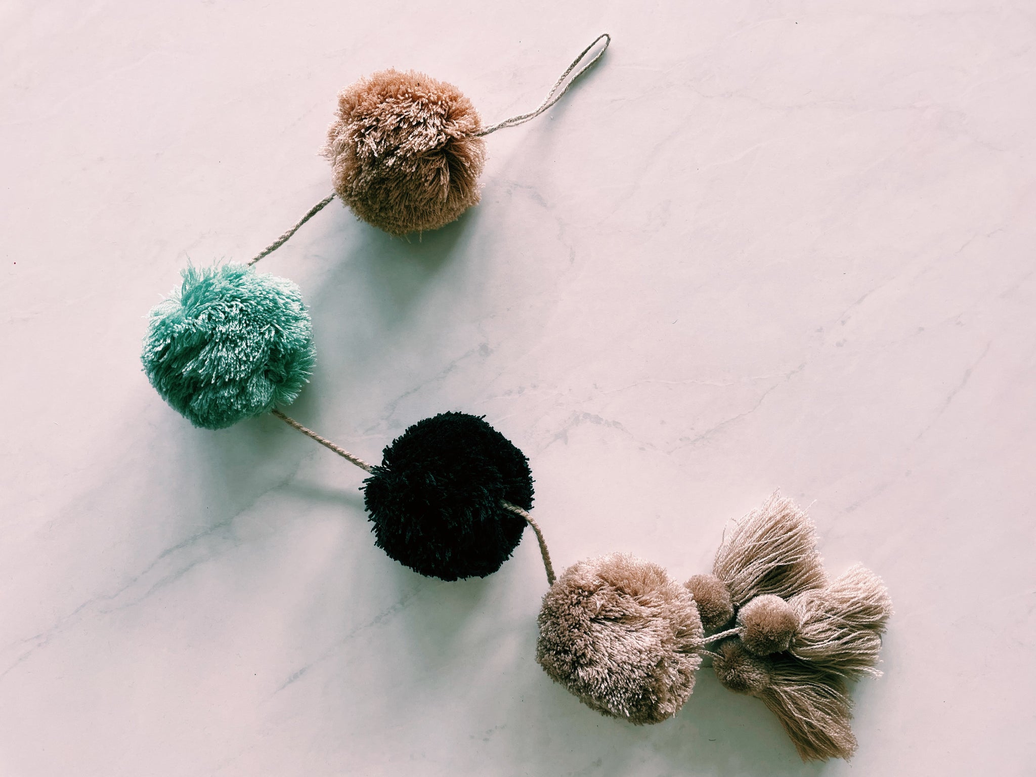 Huge 35 in pompom tassels long cord|colorful charm| ornament decor| mexican pom pom