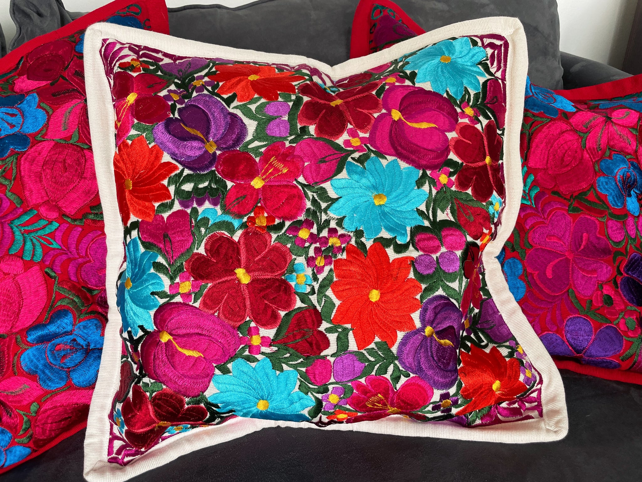 Embroidered Mexican Pillow Case