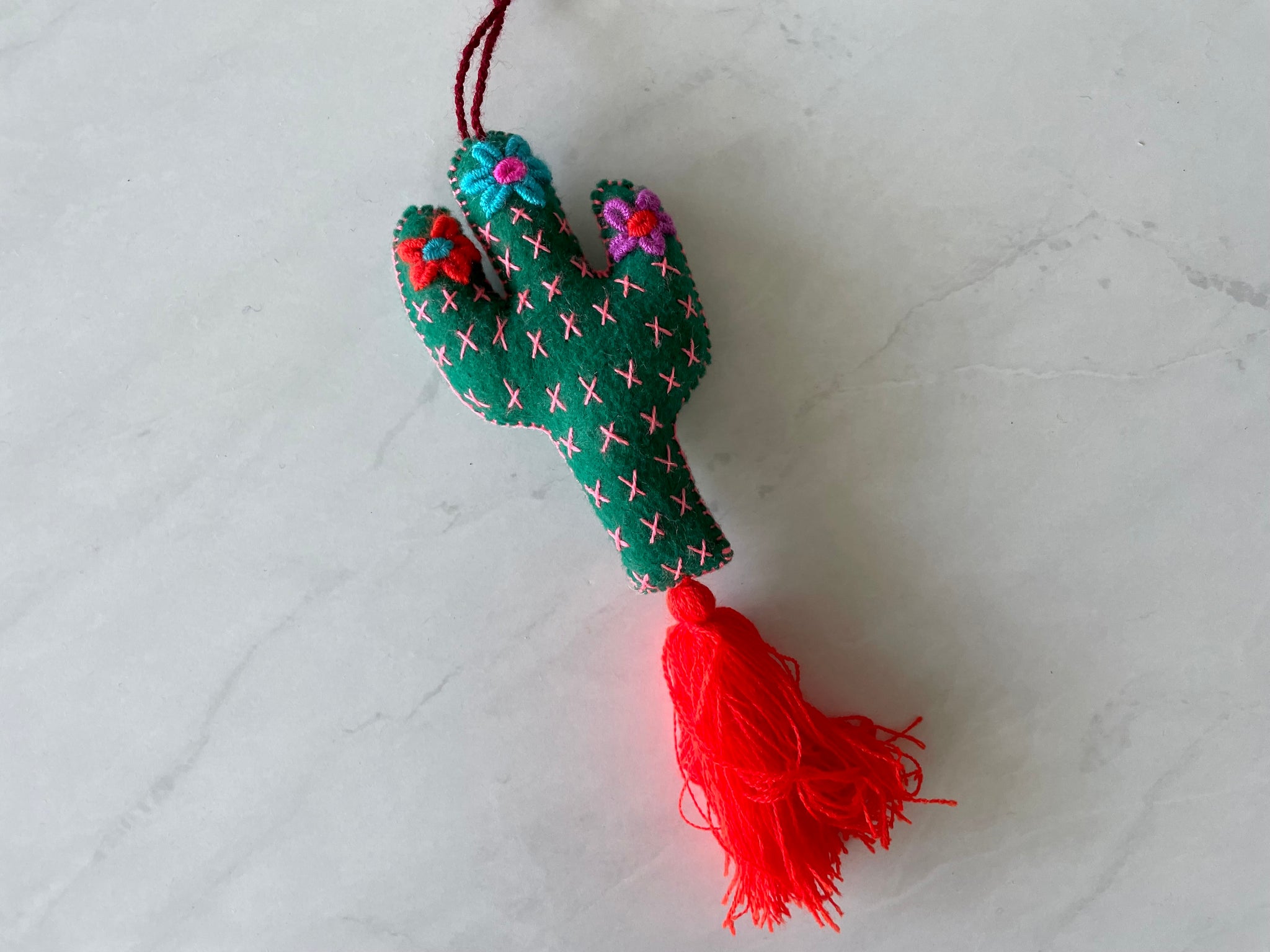 Embroidered Cactus | cactus ornament charm | purse southern decor