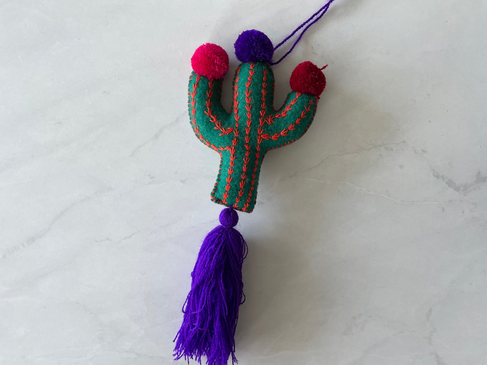 Embroidered Cactus | cactus ornament charm | purse southern decor