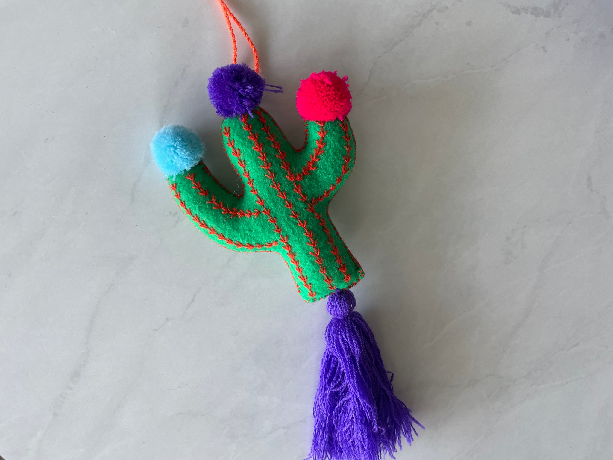 Embroidered Cactus | cactus ornament charm | purse southern decor
