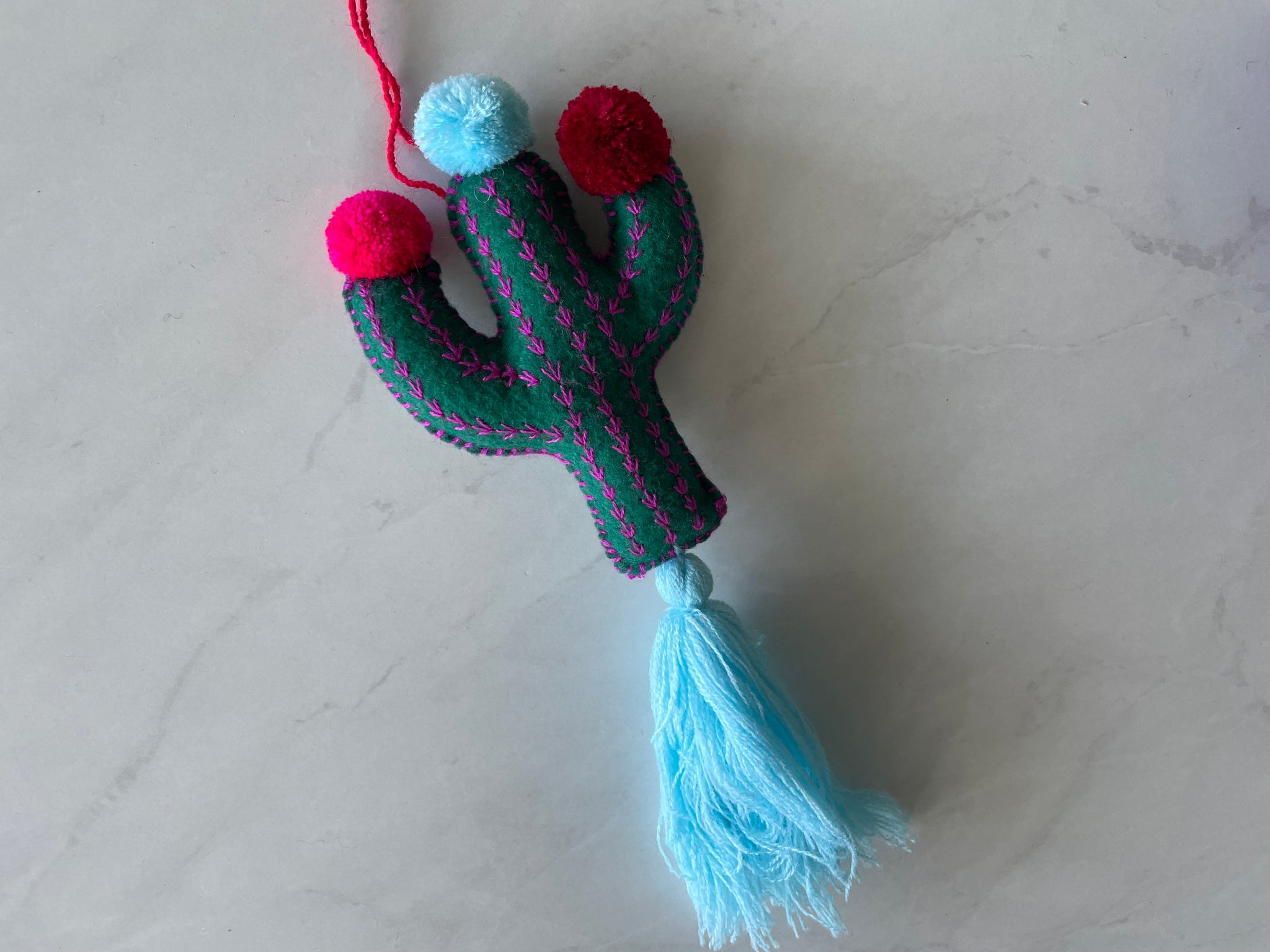 Embroidered Cactus | cactus ornament charm | purse southern decor