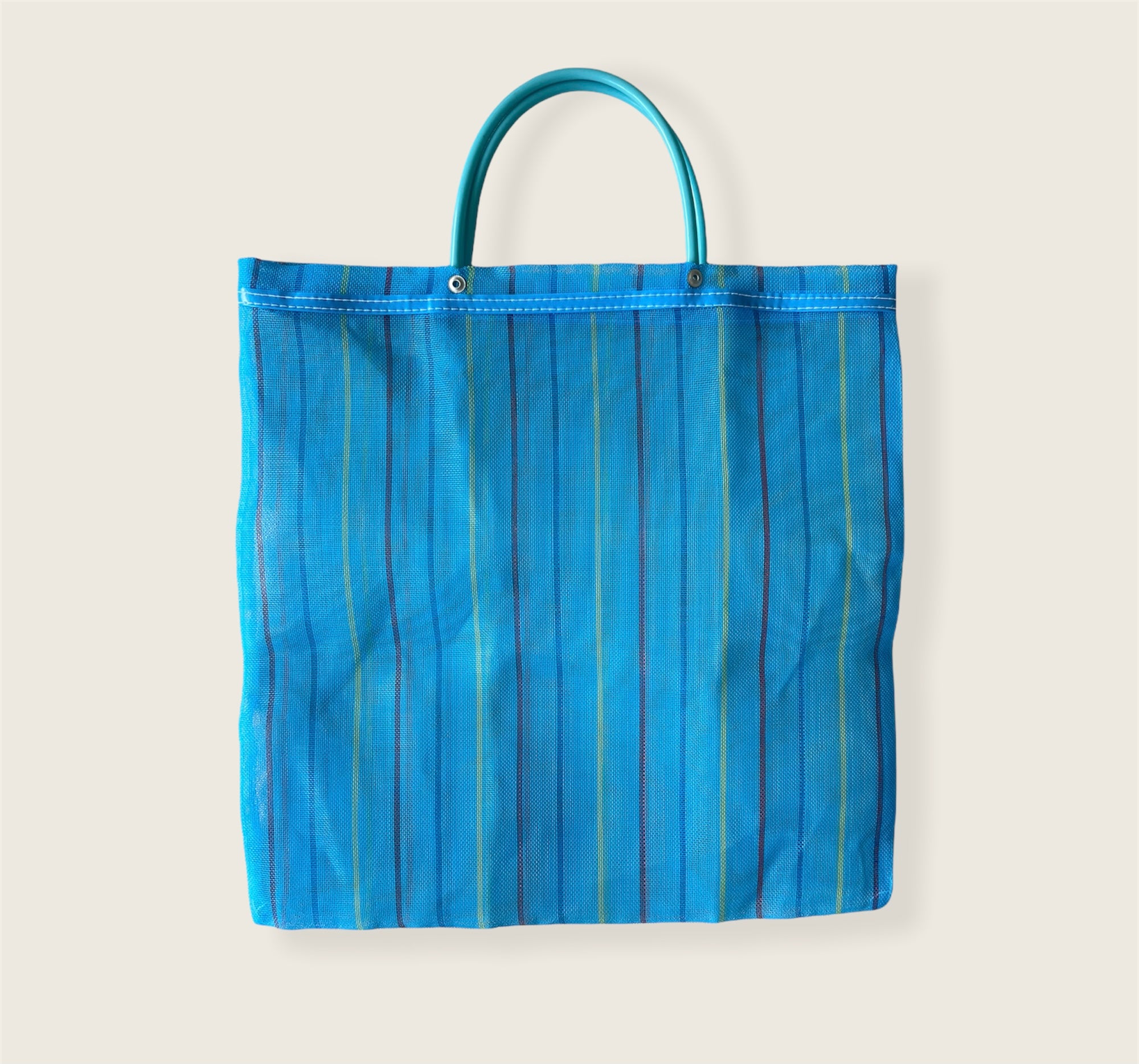 Medium Mexican Plastic Tote Beach Market Bag 14.5 x 15 in