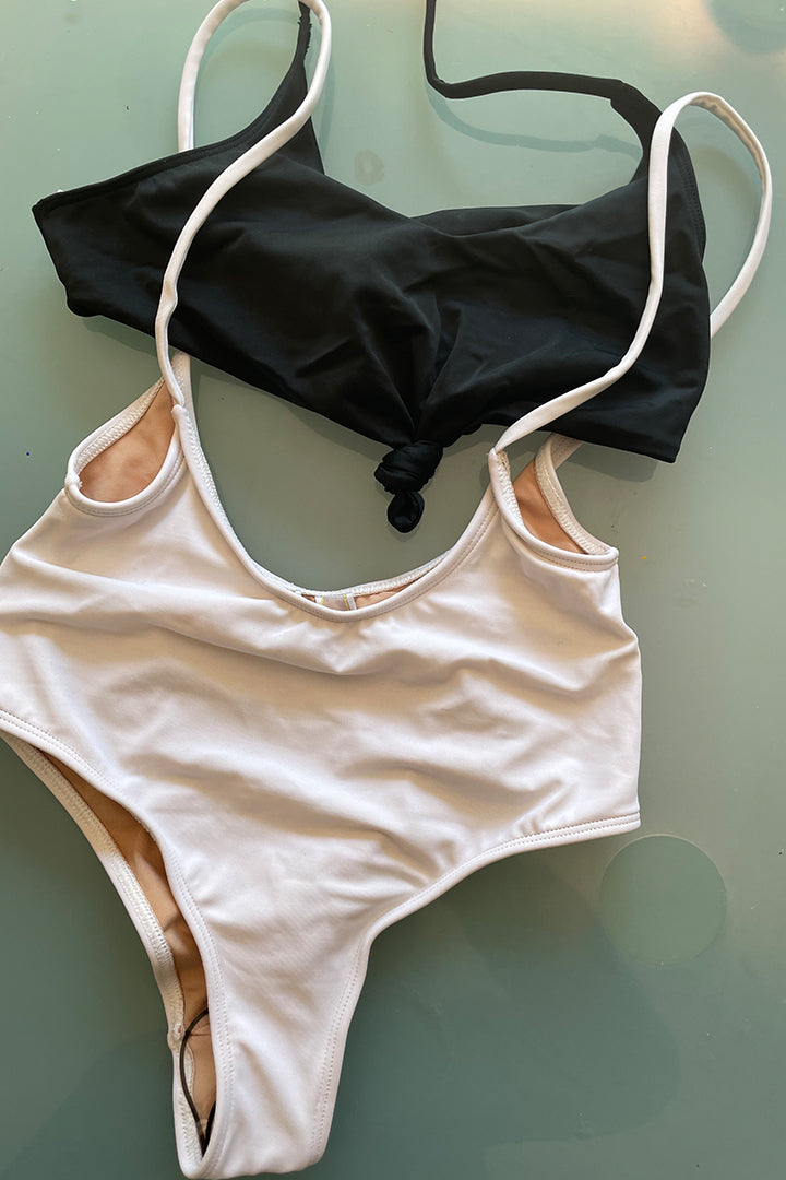 Alondra Swimsuit White Top and Black Body