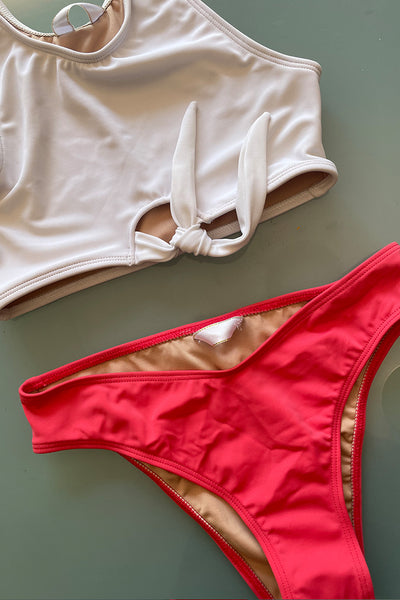 Barilette Swimsuit Coral and White