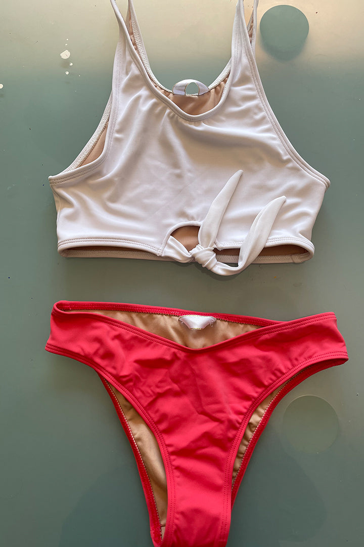 Barilette Swimsuit Coral and White