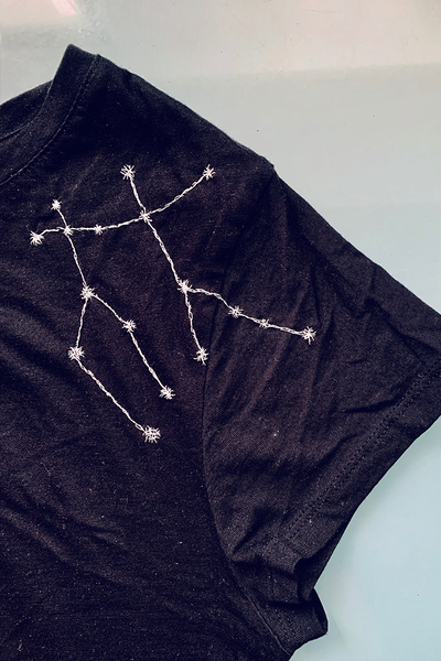 Constellation Embroidered T-Shirt Gemini Man