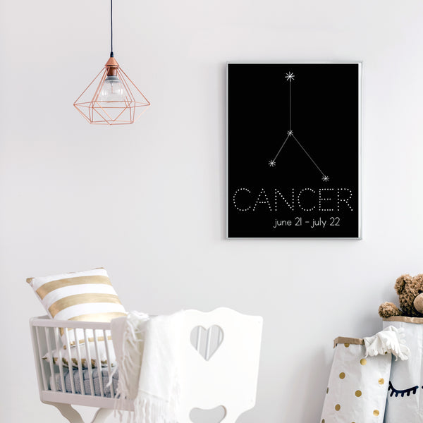 Cancer Constellation Zodiac Nursery Poster
