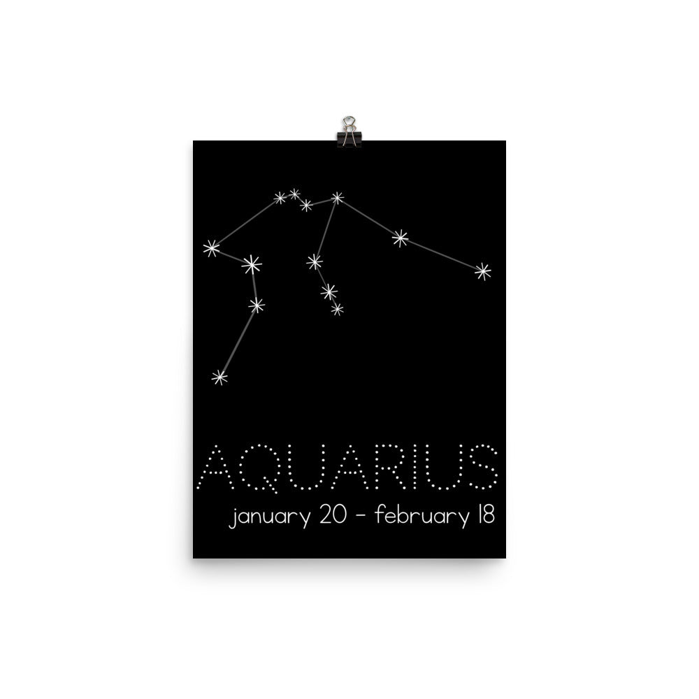 Aquarius Constellation Zodiac Nursery Poster