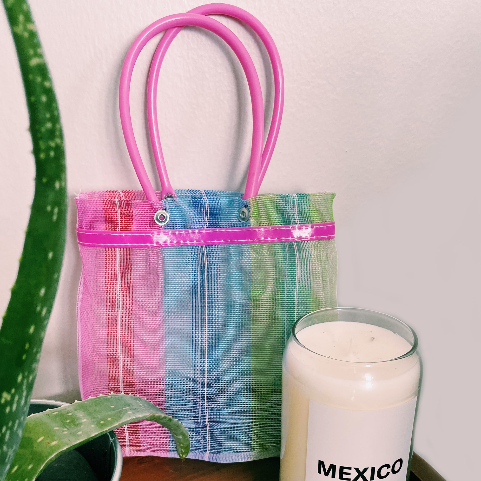 Mini Mexican Plastic Candy Purse Market Bag 7x7 in