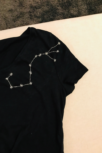 Constellation Embroidered T-Shirt Scorpio Woman